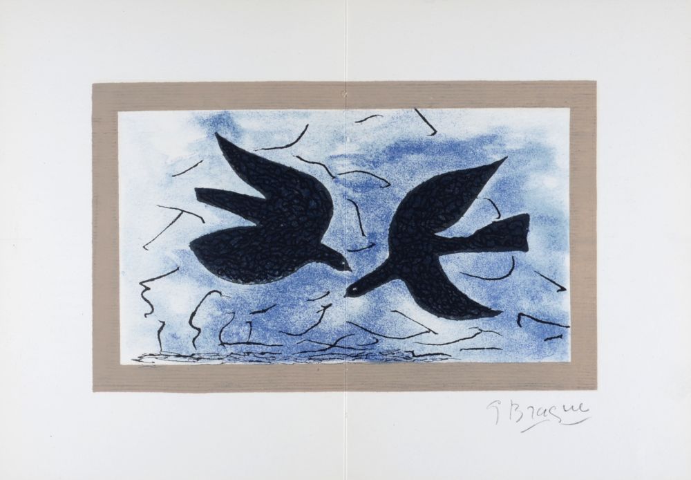 Литография Braque - Les deux Oiseaux, 1966