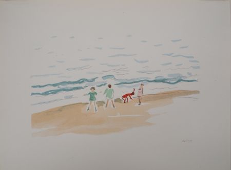 Литография Marquet - Les enfants sur la plage 