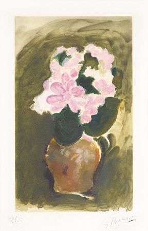 Офорт И Аквитанта Braque - Les Fleurs Violets (Purple Flowers), c. 1960