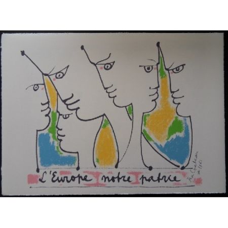 Литография Cocteau - Les fondateurs de l'Europe