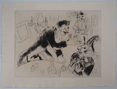 Гравюра Chagall - Les joueurs de cartes (Les cartes à jouer)