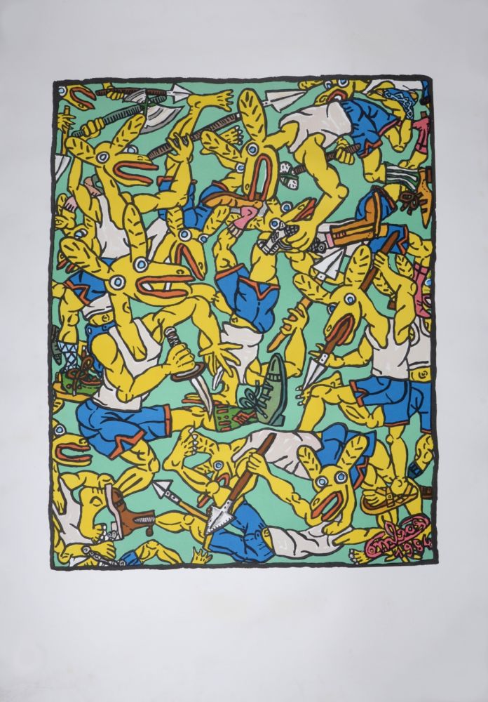 Литография Combas - Les Lapins jaunes, 1984