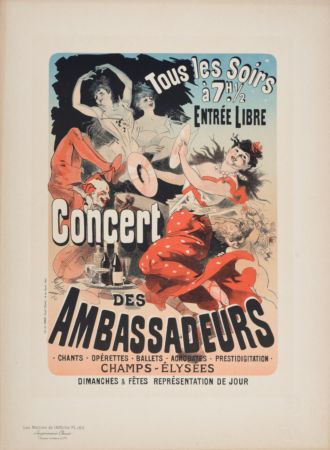 Литография Cheret - Les Maîtres de l'Affiche : Concert des Ambassadeurs, 1891