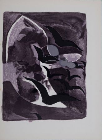 Литография Braque - Les oiseaux de nuit, 1964