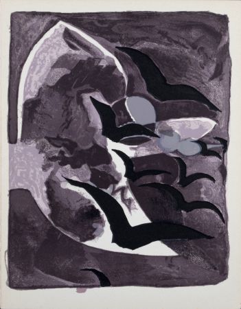 Литография Braque - Les Oiseaux de nuit, 1964.