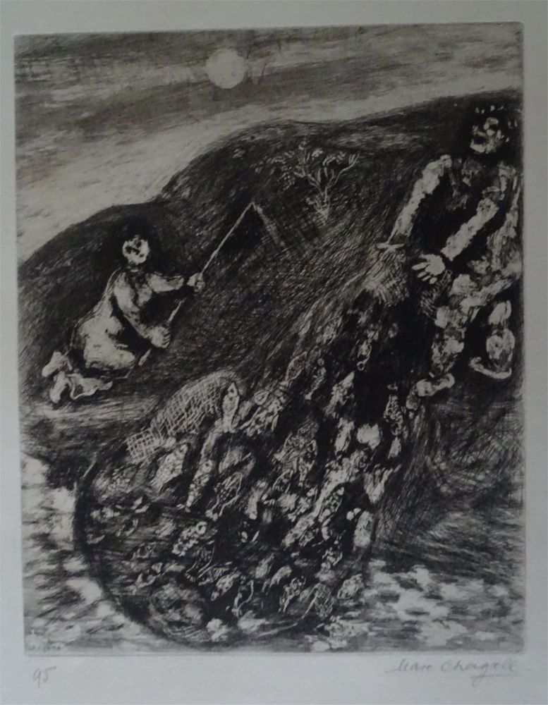Офорт Chagall - Les possions et le Berger qui joue de la Flute