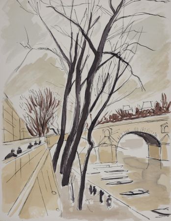 Литография Dunoyer De Segonzac - Les Quais de Paris, 1962