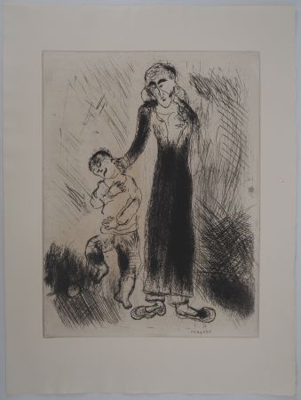 Гравюра Chagall - Les réprimandes (Le père de Tchitchikov lui donne une correction)