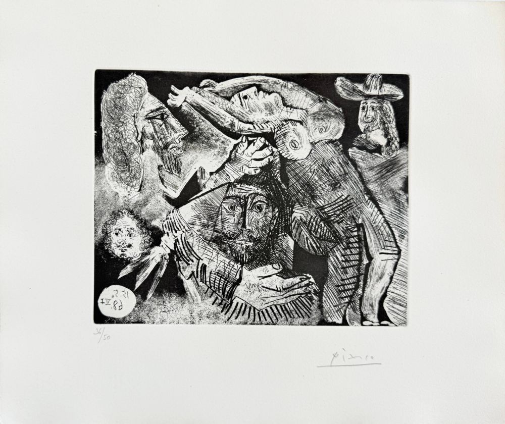 Офорт И Аквитанта Picasso - Les Trois mousquetaires, Series 347, Plate 91