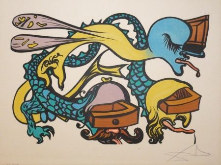 Литография Dali - Les vitraux - Dragon a tiroirs