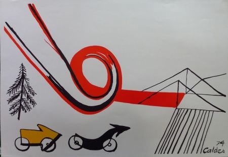 Литография Calder - Les voitures
