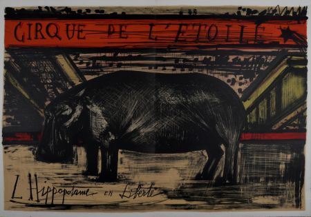 Литография Buffet - L'hippopotame en liberté, 1968.