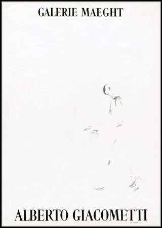 Литография Giacometti - L'HOMME QUI MARCHE (1957). Affiche lithographique pour une exposirion à la Galerie Maeght.