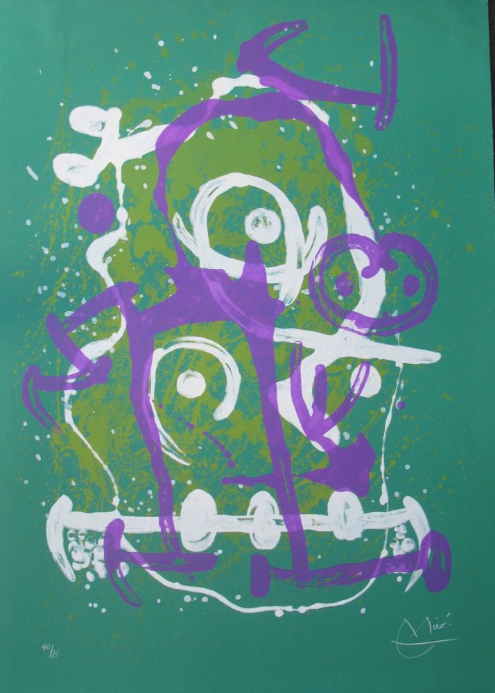 Литография Miró - L'Illetre Vert Et Violet - M618