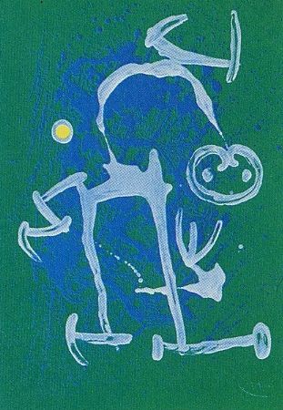 Литография Miró - L'Illettré bleu & blanc