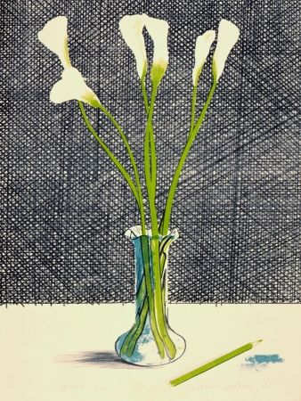 Литография Hockney - Lillies (Still Life)
