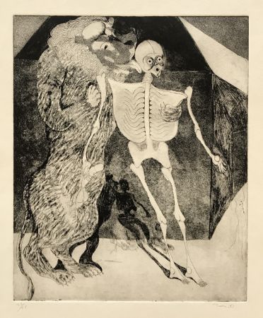 Гравюра Toledo - Lion Licking Skeleton