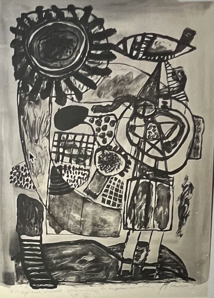 Литография Corneille - Lithographie aquarellée La Baigneuse au soleil, 1974. Pièce Unique