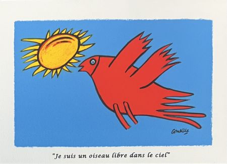 Литография Corneille - Lithographie Je suis un oiseau libre dans le ciel 