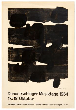 Литография Soulages - Lithographie n°12, 1964. Signée. 