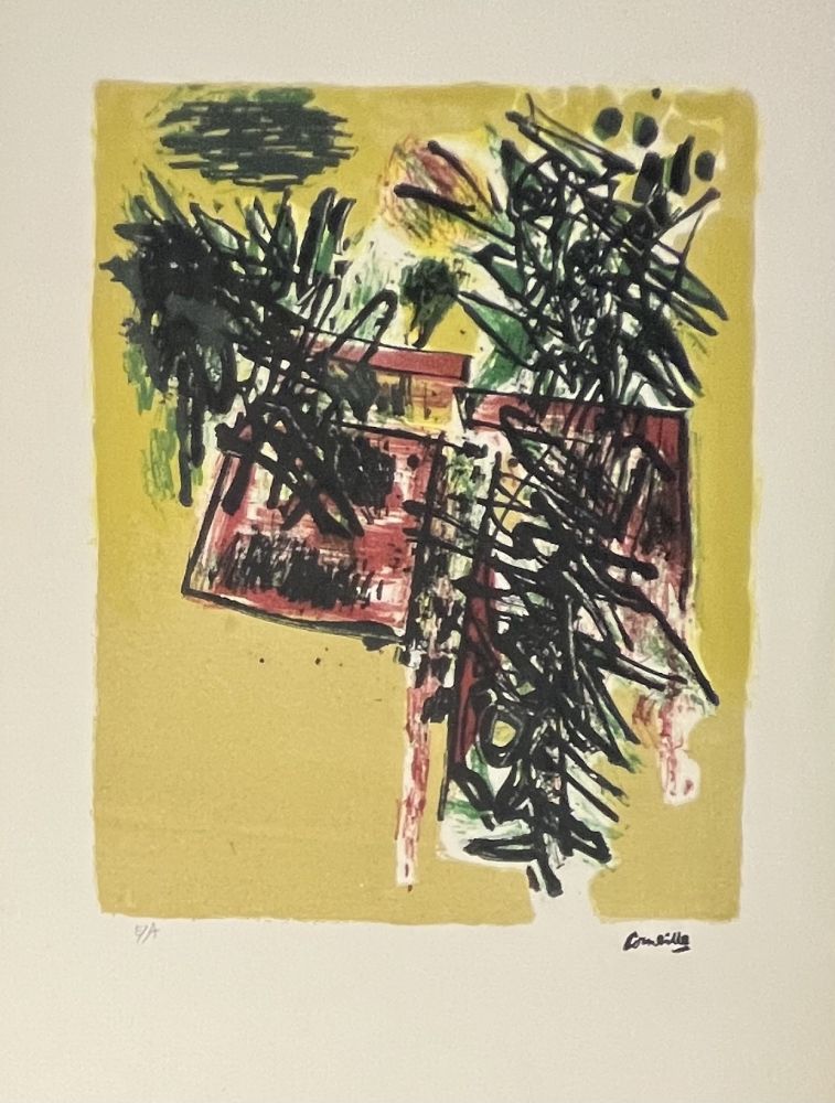 Литография Corneille - Lithographie Vol d'oiseaux au printemps, 1960. Exemplaire d'artiste
