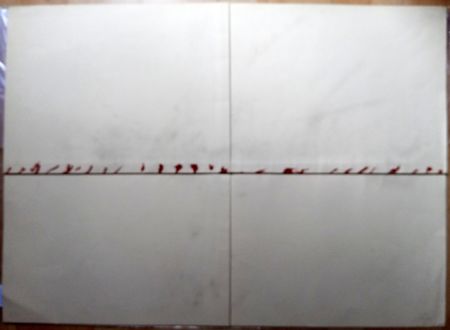 Литография Tàpies - Litografía Doblada en Rojo y Gris