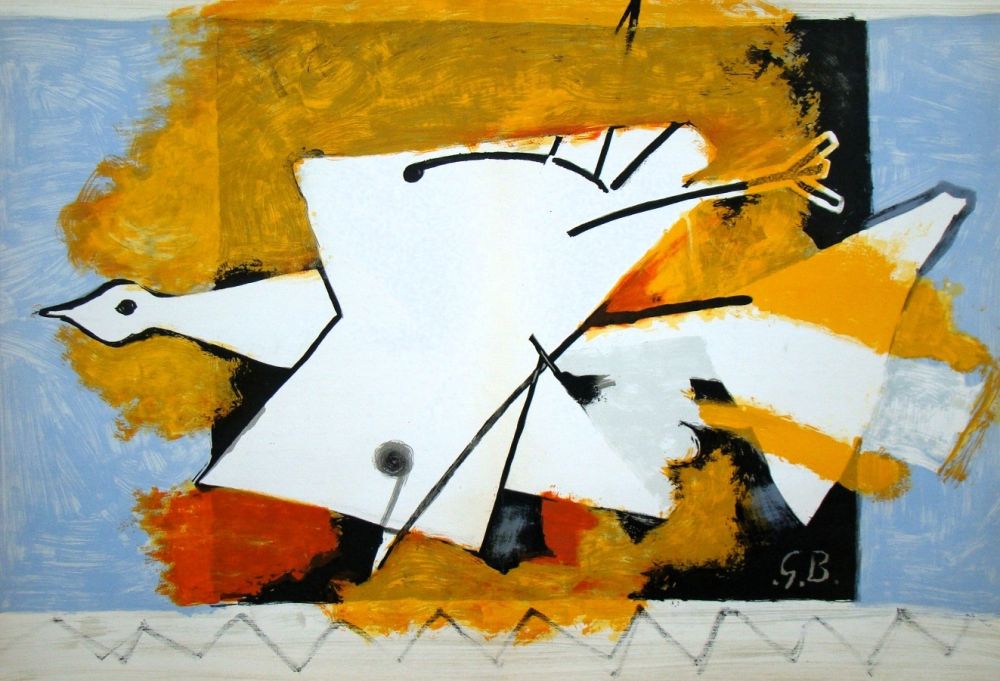 Литография Braque (After) - L'oiseau jaune