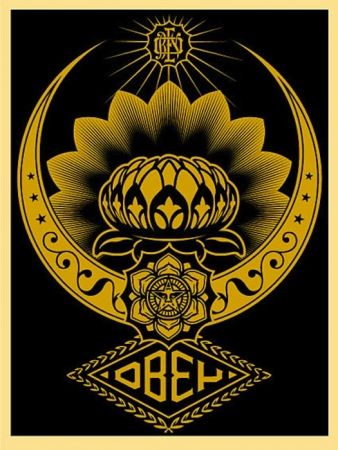 Сериграфия Fairey - Lotus Ornament Gold 