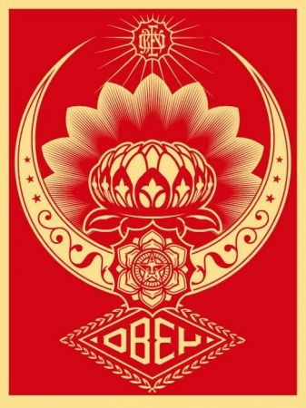Сериграфия Fairey - Lotus Ornament Red