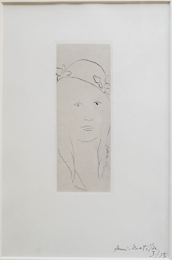 Гравюра Matisse - Loulou au chapeau fleuri