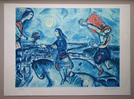 Литография Chagall (After) - Lovers over Paris