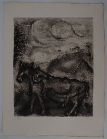 Гравюра Chagall - L'âne et le lion (L'âne vêtu de la peau du lion)