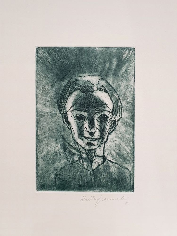 Гравюра Gramatté - Lächelnder Kopf - Selbstporträt (Smiling Head - Self Portrait)