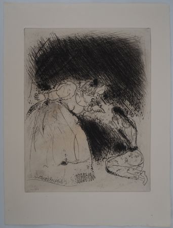 Гравюра Chagall - L'éducation (La femme du gouverneur gronde sa fille)