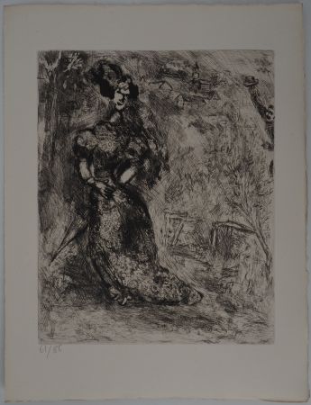 Гравюра Chagall - L'élégante (La fille)