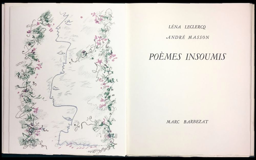 Иллюстрированная Книга Masson - Léna Leclercq. POÈMES INSOUMIS. 8 lithographies en couleurs (1963)