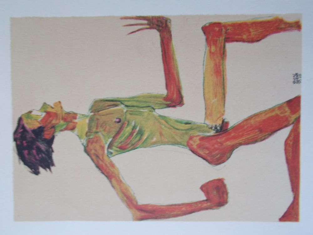 Литография Schiele - Male nude in profil