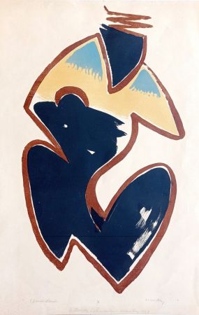 Литография Ray - Man Ray, Abstract Composition / Post Colombian Object, 1960, Lithograph in colors, Hand signed!