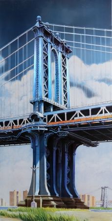 Литография Haas - Manhattan Bridge