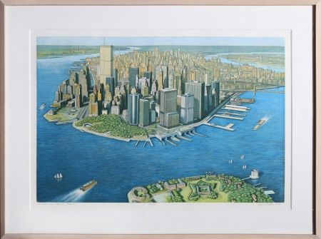 Офорт И Аквитанта Haas - Manhattan View from Governor's Island (Color)