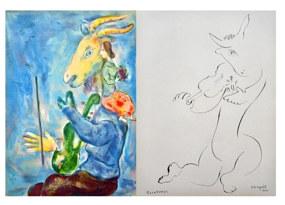 Литография Chagall - Marc Chagall, Spring, 1938, Original Lithograph and Stencil on Paper 
