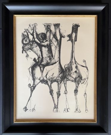 Литография Marini - Marino Marini (1901 - 1980) - CAVALIERS ET CHEVAUX, FOND CREME - lithograph on paper - 1952