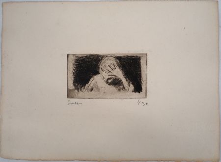 Гравюра Сухой Иглой Luce - Maximilien LUCE  - Enfant à l'étude Vers 1890 - Gravure originale signée