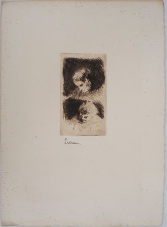 Гравюра Сухой Иглой Luce - Maximilien LUCE - Etude d'un jeune enfant Vers 1890 - Gravure originale signée 