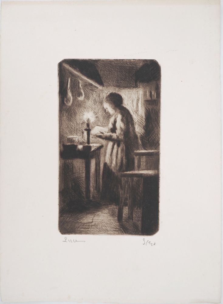 Гравюра Сухой Иглой Luce - Maximilien LUCE - La cuisine (rue Cortot) Vers 1895 - Gravure originale signée