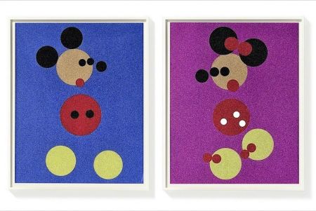 Сериграфия Hirst - Mickey (Blue Glitter) & Minnie (Pink Glitter)