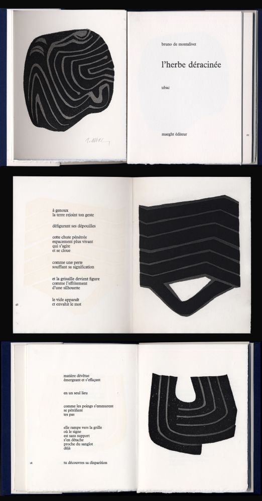 Иллюстрированная Книга Ubac - Montalivet. L'HERBE DÉRACINÉE. Gravures de Raoul Ubac (1975)