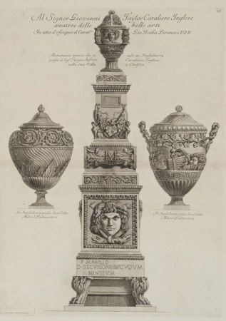 Гравюра Piranesi - Monumento antiguo y dos vasos