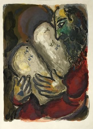Литография Chagall - Moses and the Tablets from The Story of Exodus