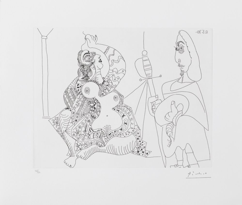 Гравюра Picasso - MOUSQUETAIRE ET ODALISQUE, MEDUSE, (BLOCH 1902) – etching – 1970
